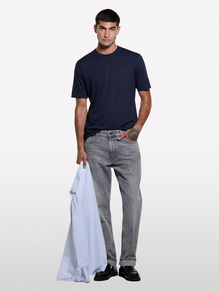 Μπλούζα κοντομάνικη μπλε σκούρο regular fit - μπλουζάκια κοντομάνικα ανδρικά - Σκουρο Μπλε | Sisley image number 1